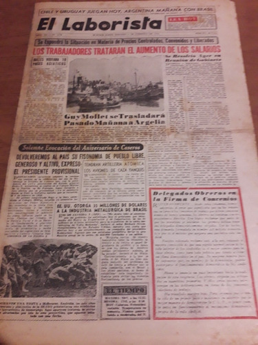 Diario El Laborista Aramburu Berazategui Quilmes Isidro 1956