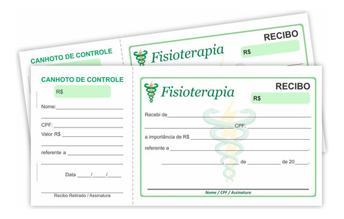 6 Blocos De Recibo Para Fisioterapeuta (modelo Padrão)