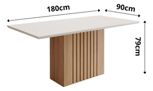 Mesa De Jantar Ana Retangular 1 Tampo Em Mdf E Vidro 180cm Cozinha Moderna Cor Marrom Off White