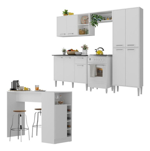 Armário Cozinha/bancada Americana Xangai Multimóveis Mp2203 Cor Branco