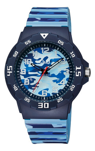 Reloj Q&q Modelo V02a-010vy Color de la correa Azul Color del bisel Azul marino Color del fondo Azul