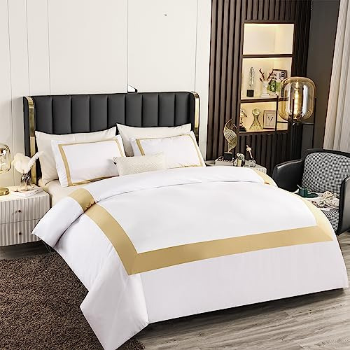 Hotel Duvet Cover Set Twin Size 2pcs Microfiber Gold Li...