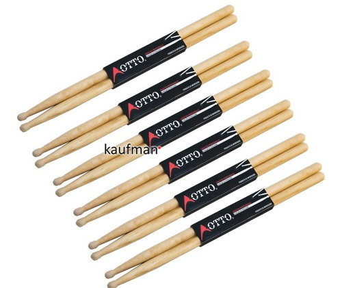 6 Pares Baquetas Bateria Otto Madera De Maple Punta De Nylon