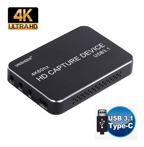 Capturadora Hdmi 4k Usb 3.1 Transmision Vivo Streaming 