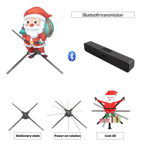 65cm Ventilador De Holograma 3d, 768 Contas Led Em 4 Lâminas