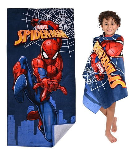 Toalla De Baño Infantil Niño Spiderman Extra Suave Algodón