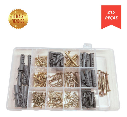 Kit Jogo 215 Parafuso Chipboard Phillips Madeira + Buchas