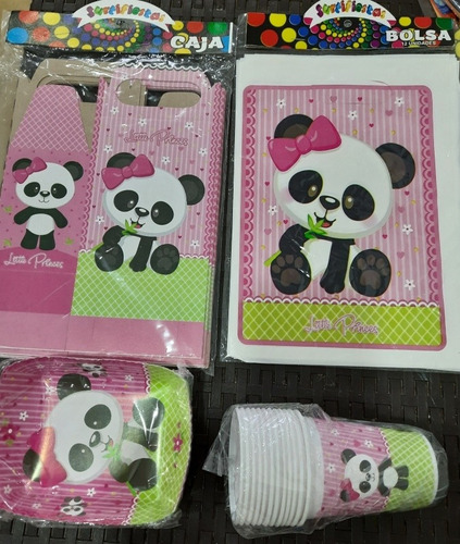 Imagen 1 de 3 de Combo Manteleria Osita Panda Fiesta Infantil