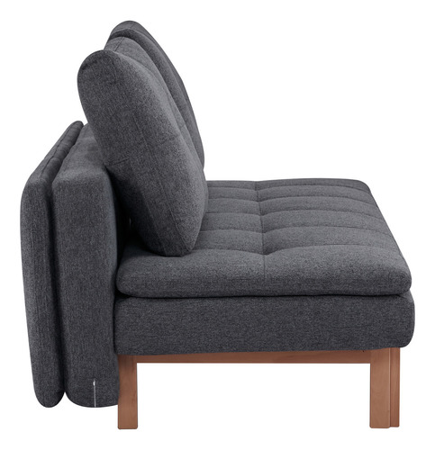 Sofácama Futón Sillón Reclinable Colchonado Matrimonial Eke Color Gris Oscuro Diseño De La Tela Lisa