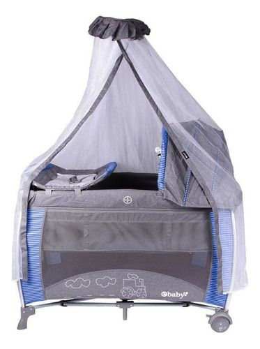 Cuna Corral Aluminio Ebaby Noa 780 Con Tul - Azul