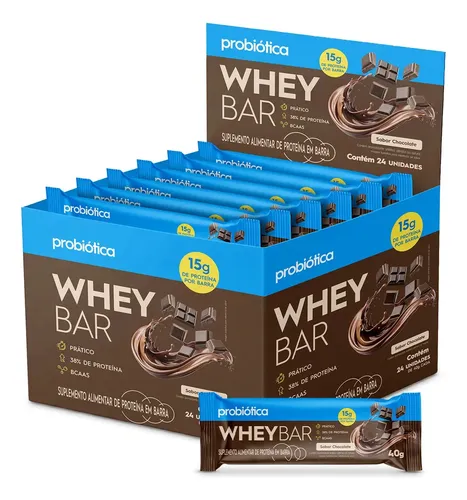 Probiótica Barra de Proteína 24 Unidades Whey Bar Probiótica Chocolat