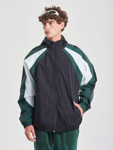 Campera De Sire Efecto Arrugado Tricolor Combinada Hombre