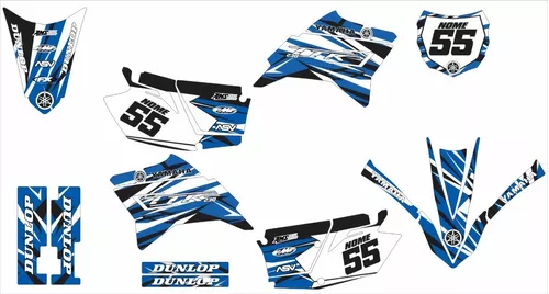 Kit Adesivo Moto De Trilha Ttr 230 Fox Dunlop Azul E Rosa