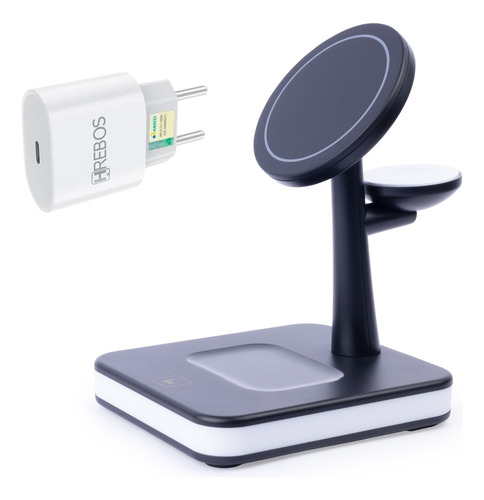 Carregador De Mesa Com Fonte 3 Em 1 Sem Fio Para iPhone