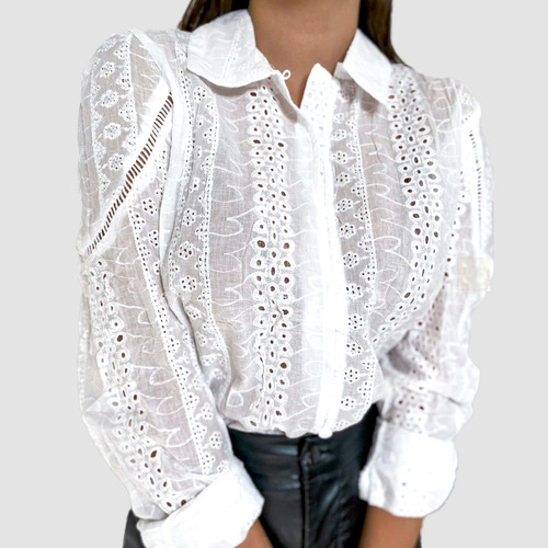 Camisa Mujer Broderie Imporada Boho Chic