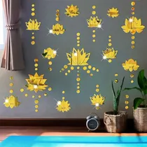 Comprar Pegatinas De Pared Flor De Loto Espejo Acrylico Oro Mandala