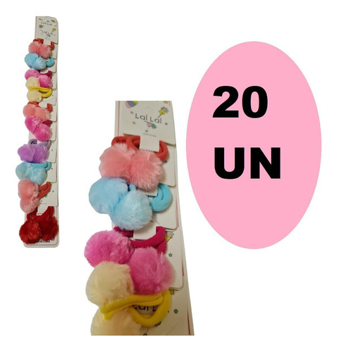 20 Elásticos Para Cabelo Pompom Maria Chiquinha Colorida