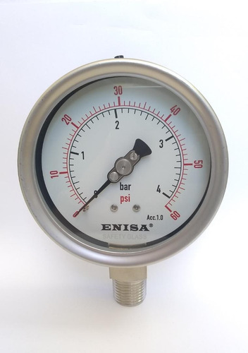 Manómetro Full Inox Enisa, 4  Dial, Rango 0 A 60 Psi