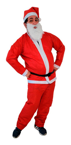 Traje Disfraz Papa Noel Santa Claus Completo Gorro Barba 