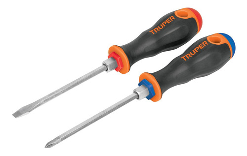 Imagen 1 de 6 de 19622 Truper Duo De Desarmadores 1/4 X 4 Mango Comfort Grip