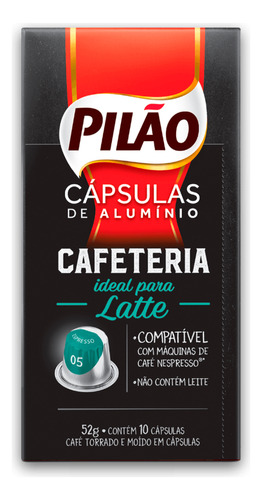 Cápsulas Café Espresso torrado e moído ideal para latte com 10 unidades 52g Pilão