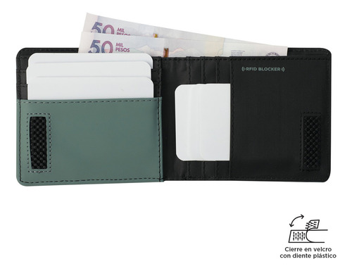 Totto Cartera De Hombre | Con Cierre De Velcro Dagoba - A Negro Liso