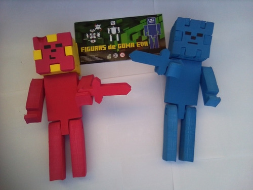 Muñeco Cubocraft, Juguetes De Goma X 2 Unidades 