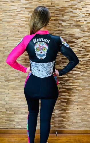 Imagem 2 de 8 de Macacão Ciclismo Feminino Caveira Mexicana M L Original