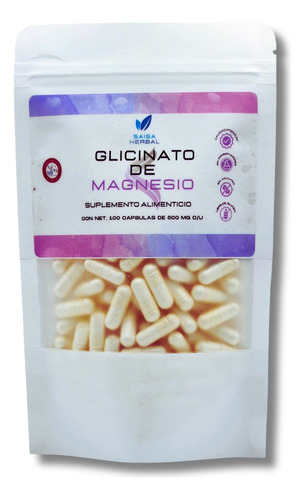 Glicinato De Magnesio Bolsa Con 100 Capsulas.