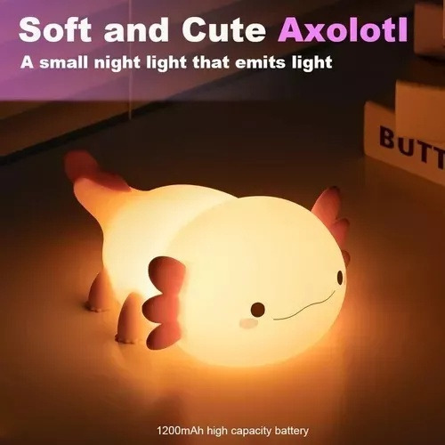 Linda Luz Nocturna Axolotl Para Recámara Deniños Recargable.