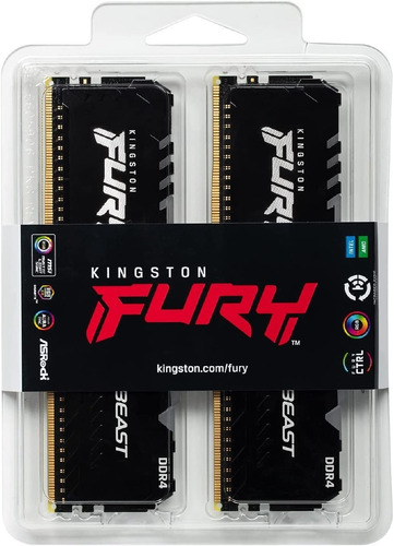 Imagen 3 de 7 de Memoria Kingston Fury Beast Rgb Ddr4 32gb 2 X 16gb 3600 Mhz