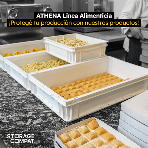 Kit 4 Contenedores Plásticos Apilables Athena 4312a 40x30x12
