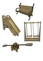 Comprar Muebles Casita De Muñecas Set Plaza Tobogan Hamaca Fibrofaci