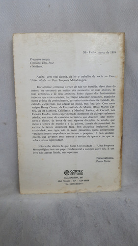 Livro Fazer Universidade: Uma Proposta Metodológica - Cipriano Luckesi ; Elói Barreto E Outros - Editora Cortez (Usado)
