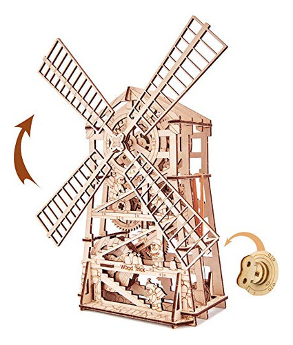 Wood Trick Mechanical Windmill Toy - Kit De Molino De Viento