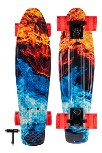 Kmx Skateboard Fire Mini Cruiser De 22 Pulgadas Para Nios Y