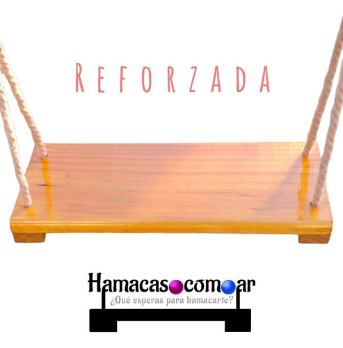 Hamaca Columpio Madera Reforzada Con Sogas De Yute 