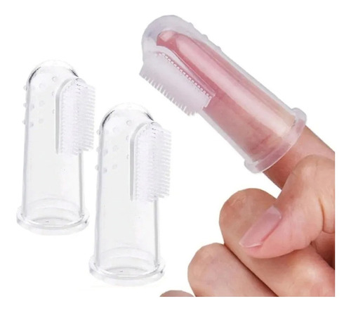 2 Escovas Dente Massageadora De Dedo Bebê Silicone C/ Estojo