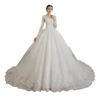 Vestidos De Novia Cola Larga Elegante Barato Nuevo Mangas