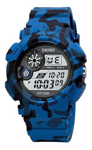 Reloj Hombre Skmei 1718 Digital Alarma Fecha Cronometro Color de la malla Azul Camuflaje