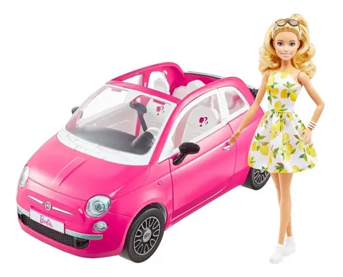 Barbie Coche y muñeca rosa sobre la marcha