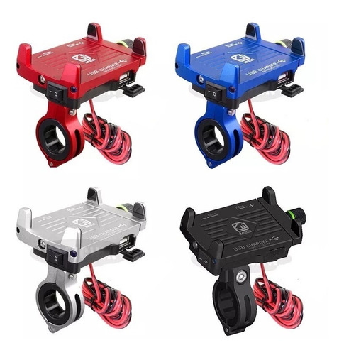 Suporte De Celular Gps Para Moto Com Carregador Usb Alumínio