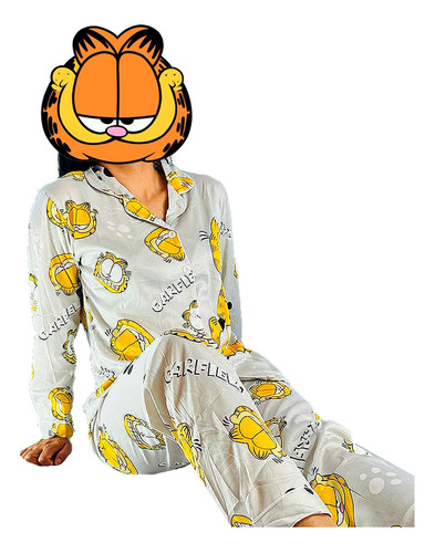 Pijama De Garfield Dama Moda Pantalón, Playera Y Calcetas