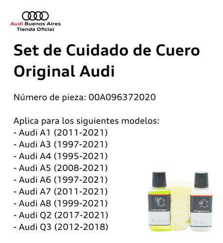 Set De Limpieza De Cuero Audi 00a-096-372-020