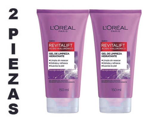 Limpiador Facial L'oréal Revita Hidratante Hialurón 150 Ml,2