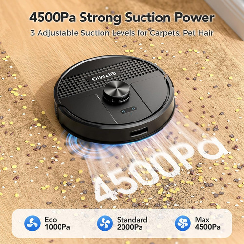 Bpmio Robot Aspirador Y Mopa Combo 4500pa Max Succión Con...