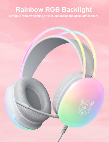 Auriculares Para Juegos Con Micrófono, Iluminación Rgb Rainb