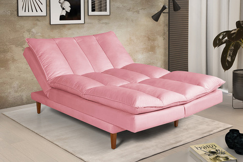 Sofá Cama Reclinável 3 Lugares Vancouver Império Estofados Cor Rosa 200