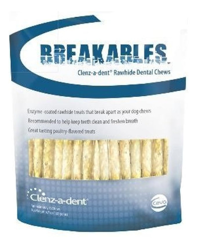 Breakables Clenz-a-dent Rawhide Dental Chews, 15ct (sma...