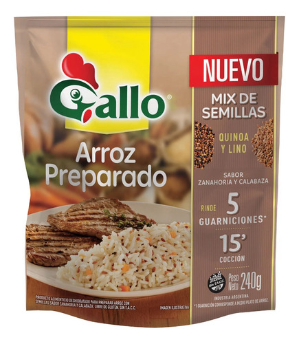 ! Arroz Gallo Preparado Mix Semillas 15 Min Sin Tacc